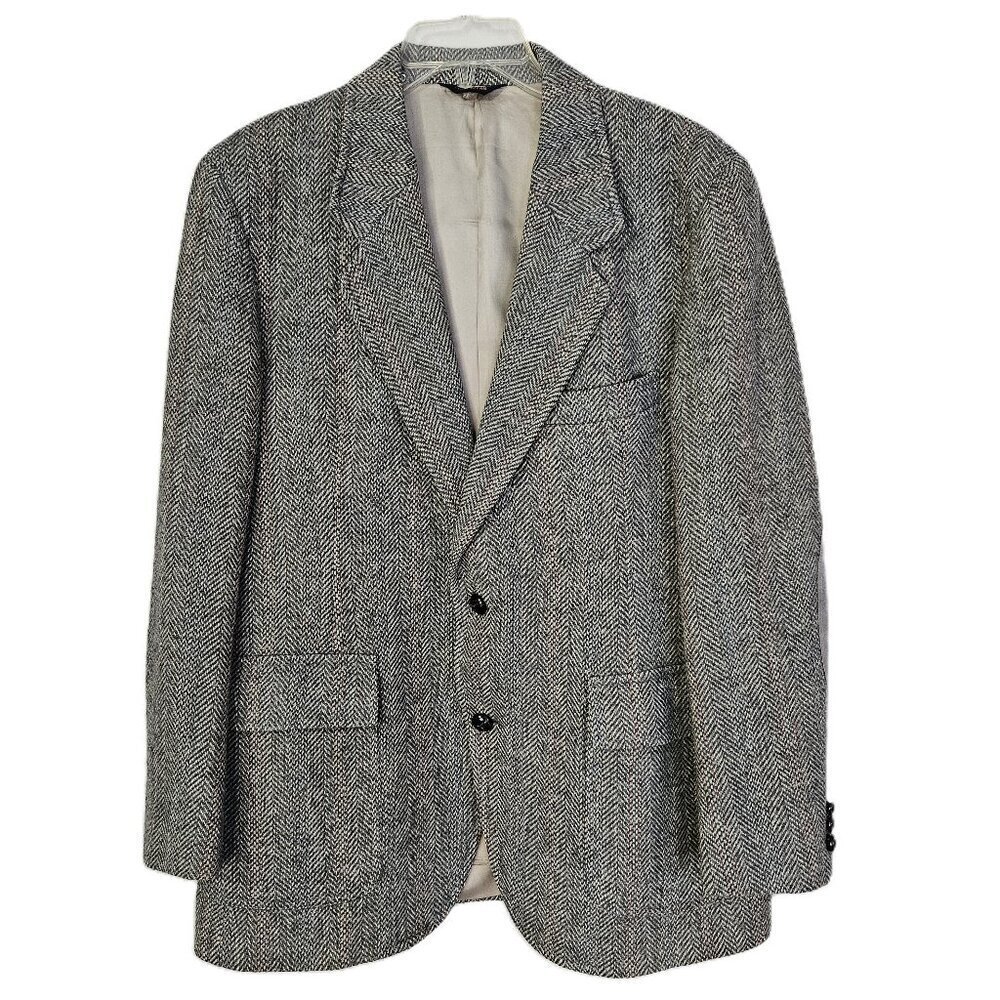 Vintage Pendelton Gray Tweed Western 100% Wool Men's Sport Coat Blazer Size 42